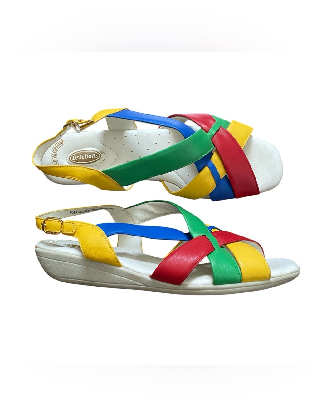 Vintage 80s Dr. Scholl’s Strappy Multicolored Leather Sandals Women’s 10M